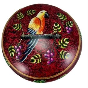 Vintage Chinese Parrot and Grapevine Bowl with Lid